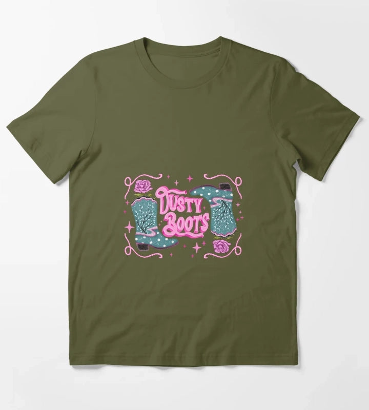 Dusty boots cowgirl grit T-Shirt Olive Green