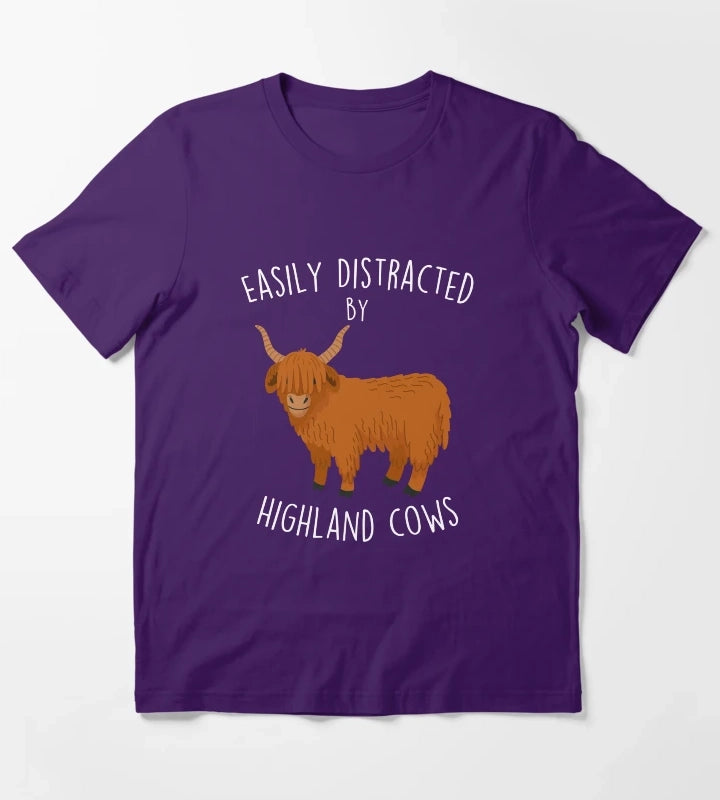 Easily Distracted by Highland Cows T-Shirt Purple