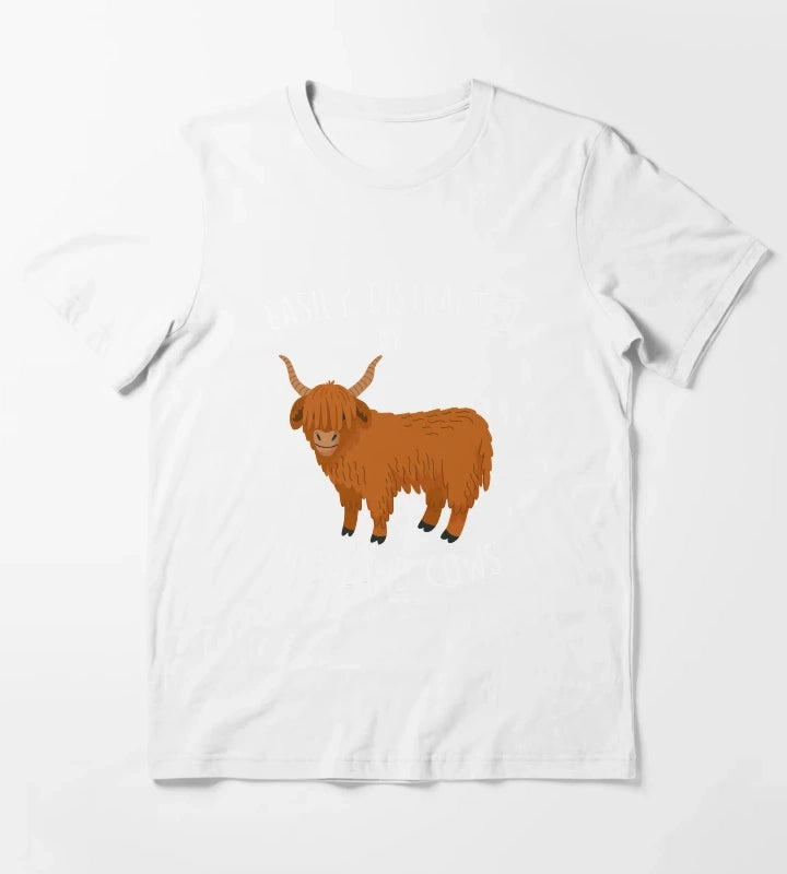 Easily Distracted by Highland Cows T-Shirt White