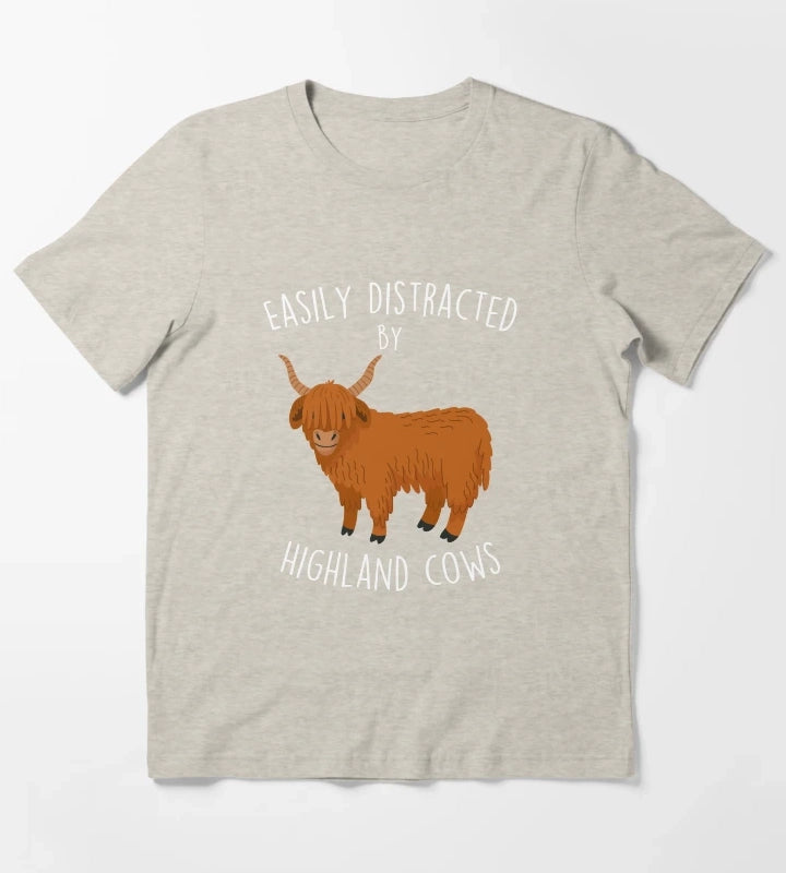 Easily Distracted by Highland Cows T-Shirt Cream