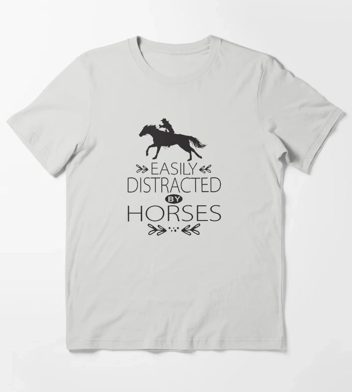 Easily Distracted by Horses T-Shirt Light Grey