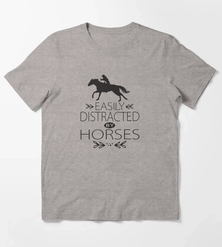 Easily Distracted by Horses T-Shirt Heather Grey