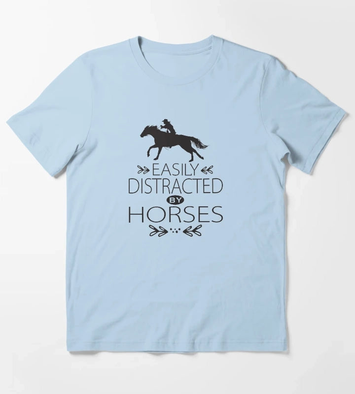 Easily Distracted by Horses T-Shirt Sky Blue