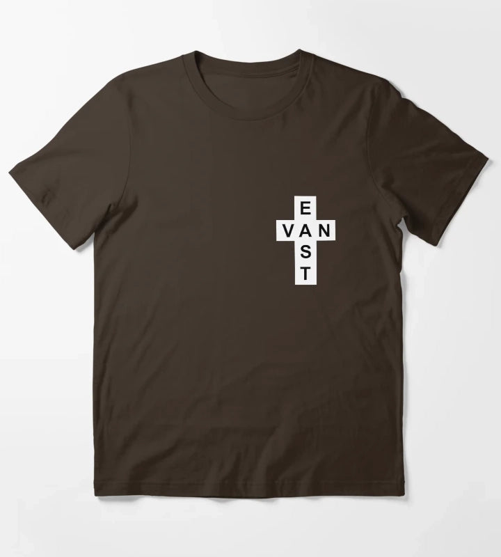 East Van White Cross T-Shirt Brown