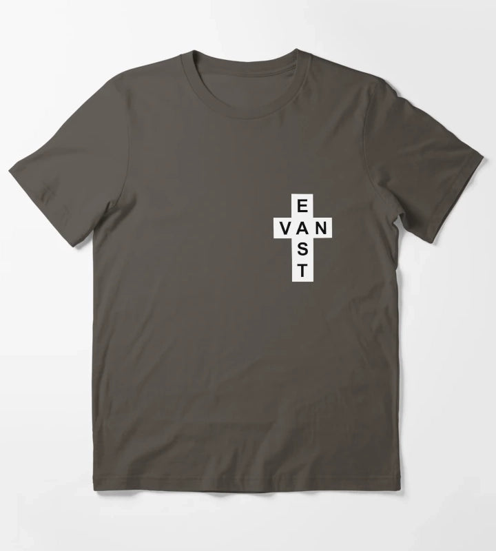 East Van White Cross T-Shirt Dark Grey
