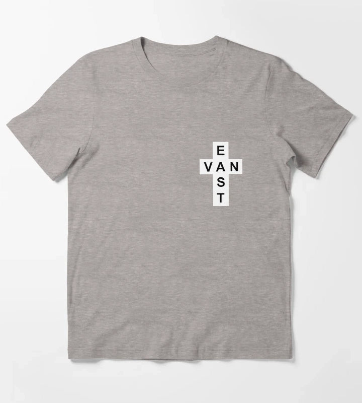East Van White Cross T-Shirt Heather Grey