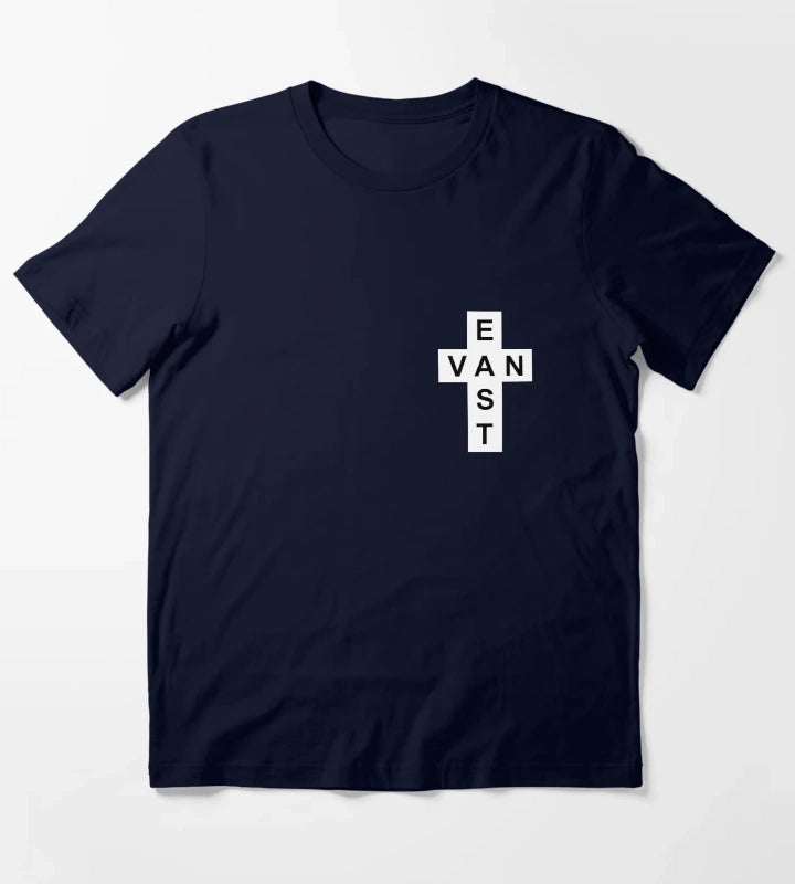 East Van White Cross T-Shirt Navy