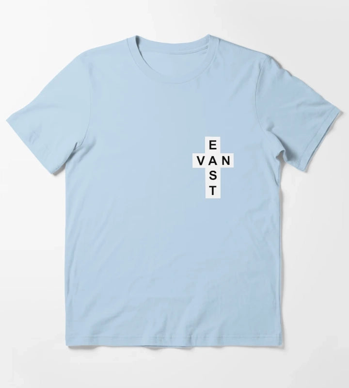 East Van White Cross T-Shirt Sky Blue