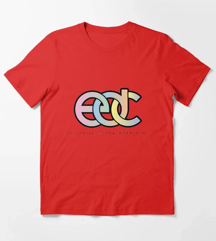 Electric Daisy Carnival EDC Logo pastel gradient T-Shirt Red