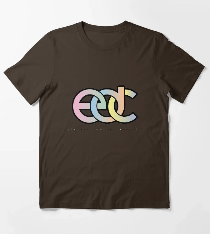 Electric Daisy Carnival EDC Logo pastel gradient T-Shirt Brown