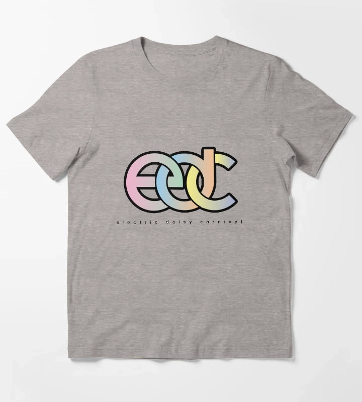 Electric Daisy Carnival EDC Logo pastel gradient T-Shirt Heather Grey