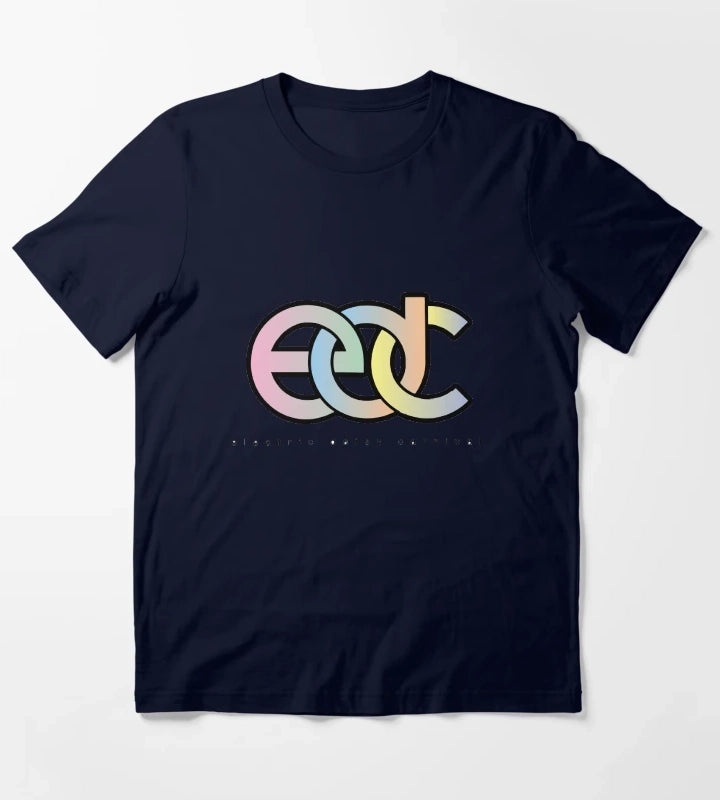 Electric Daisy Carnival EDC Logo pastel gradient T-Shirt Navy