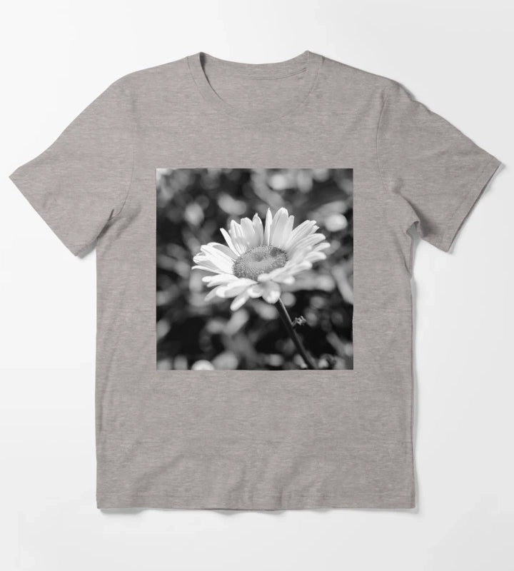 Elegant Daisy Flower In Black And White T-Shirt Heather Grey