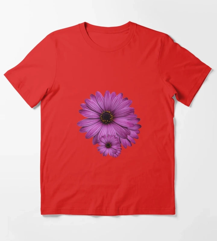 Elegant Purple Daisy Flower Floral Nature Aesthetic Design T-Shirt Red