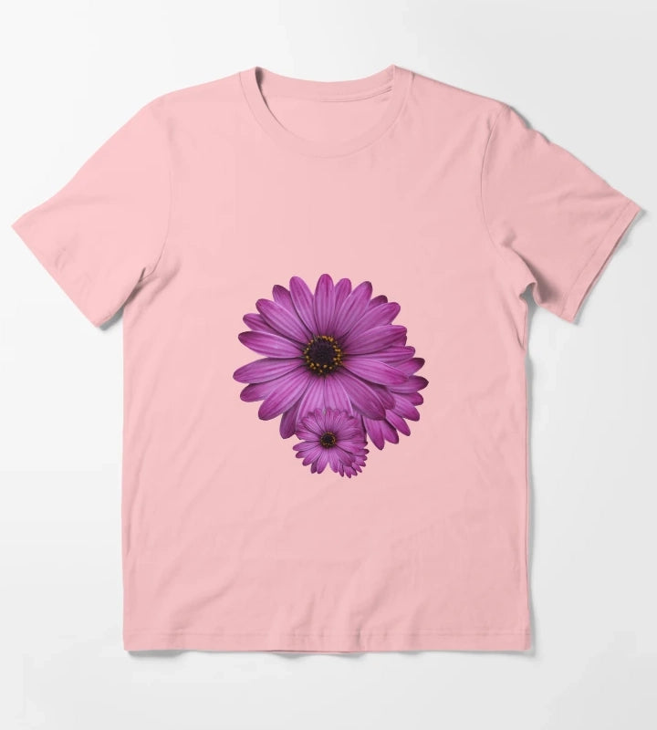 Elegant Purple Daisy Flower Floral Nature Aesthetic Design T-Shirt Dark Grey