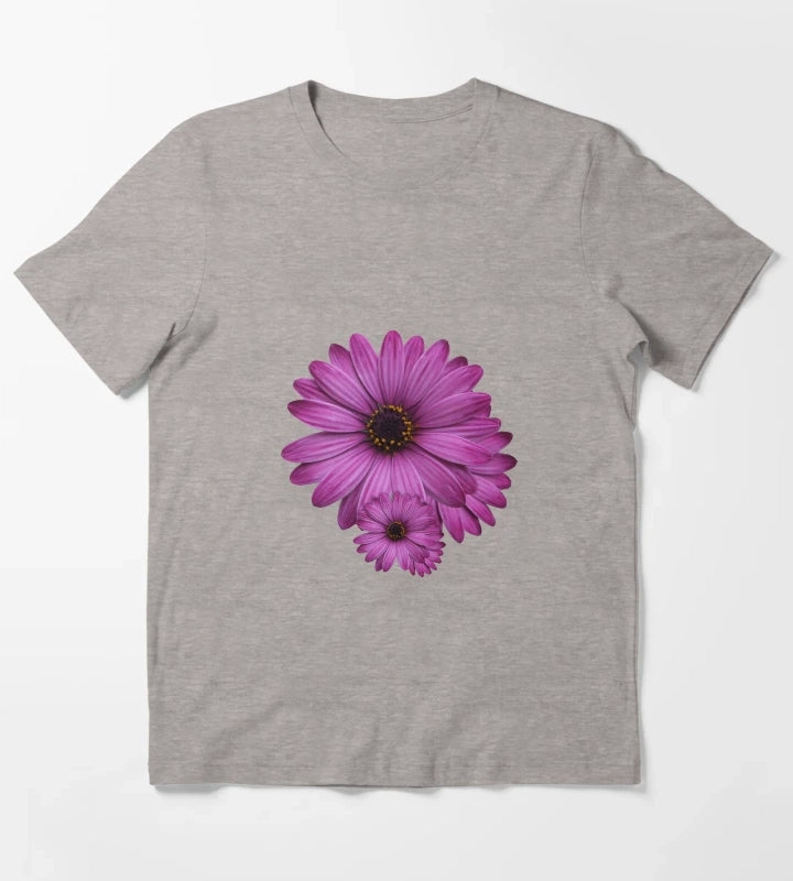 Elegant Purple Daisy Flower Floral Nature Aesthetic Design T-Shirt Heather Grey