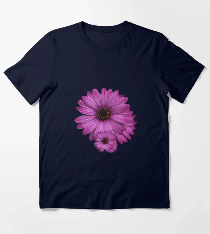 Elegant Purple Daisy Flower Floral Nature Aesthetic Design T-Shirt Navy