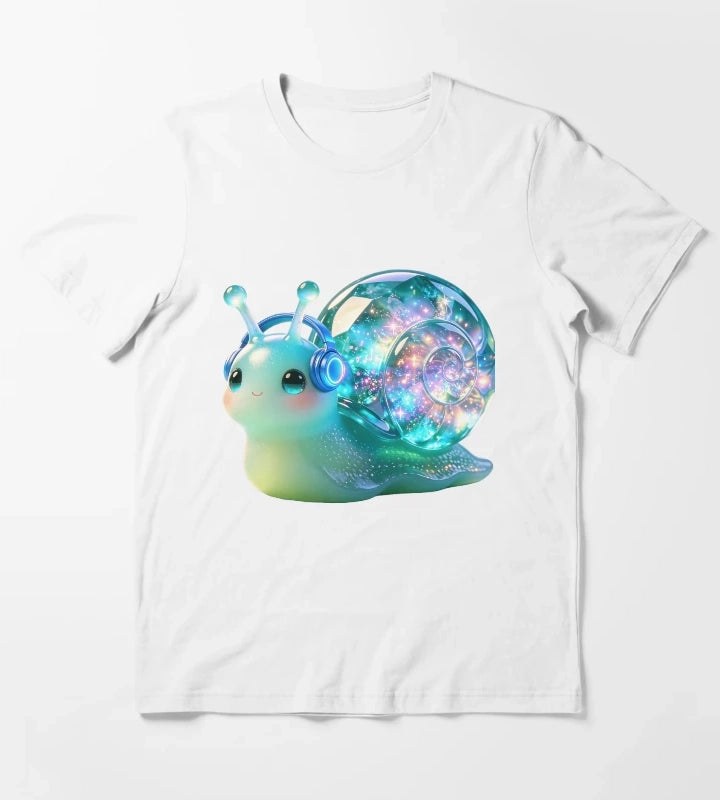 Emerald Snail Groovy Disco Ball Party Neon Music T-Shirt White