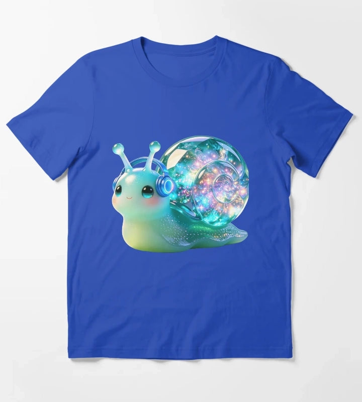 Emerald Snail Groovy Disco Ball Party Neon Music T-Shirt Blue
