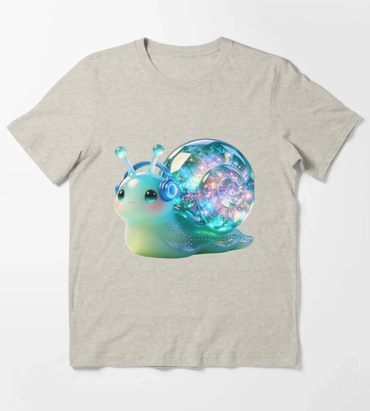 Emerald Snail Groovy Disco Ball Party Neon Music T-Shirt Cream