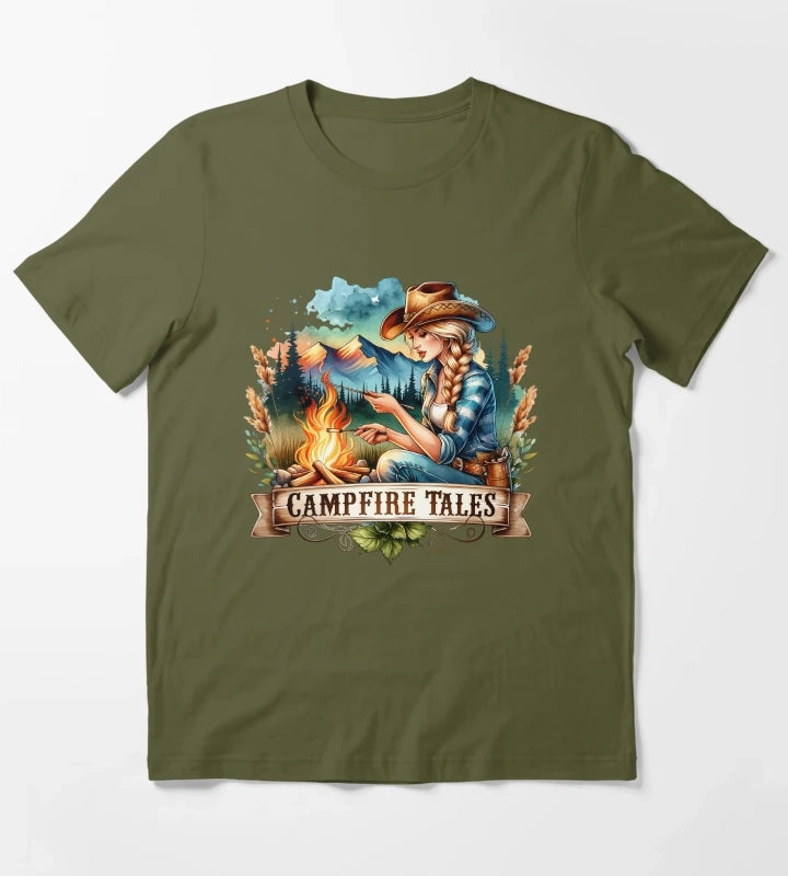 Empowering Cowgirl and Horse Illustrations Bold Designs for Apparel Mugs Stickers More T-Shirt Olive Green