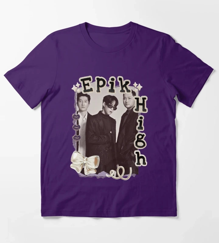 Epik High Y2K Preppy Collage Design T-Shirt Purple