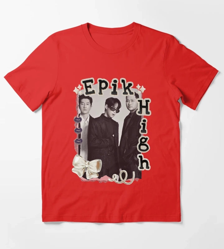 Epik High Y2K Preppy Collage Design T-Shirt Red