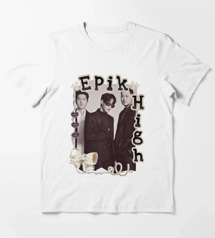 Epik High Y2K Preppy Collage Design T-Shirt White