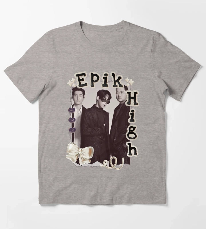 Epik High Y2K Preppy Collage Design T-Shirt Heather Grey