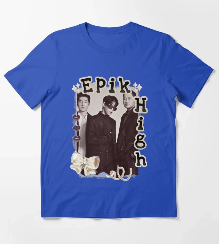 Epik High Y2K Preppy Collage Design T-Shirt Blue