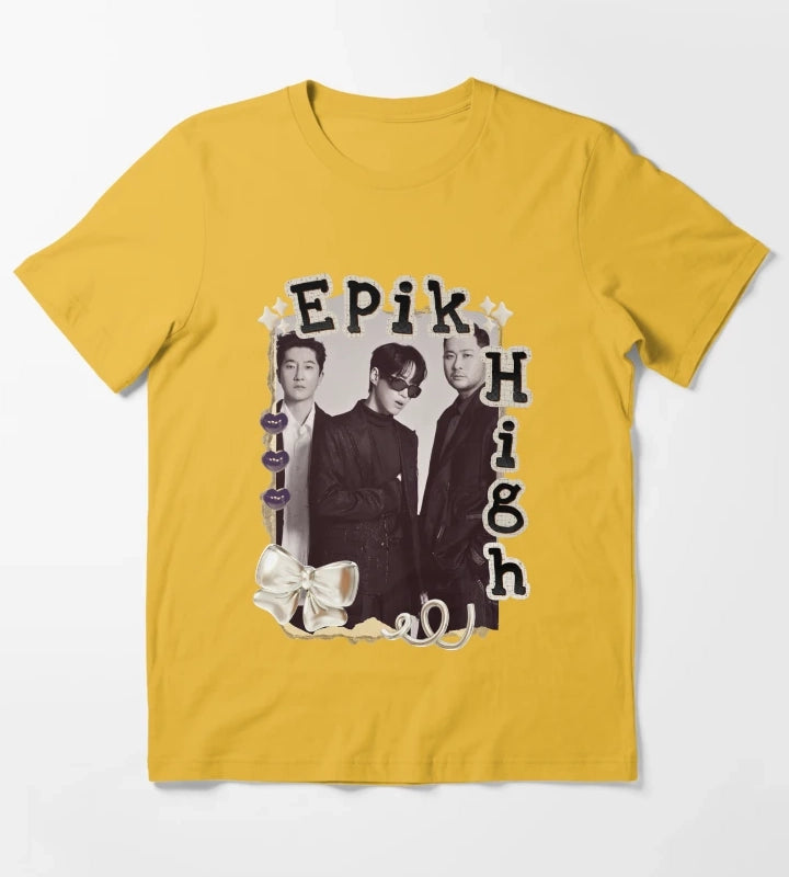 Epik High Y2K Preppy Collage Design T-Shirt Yellow