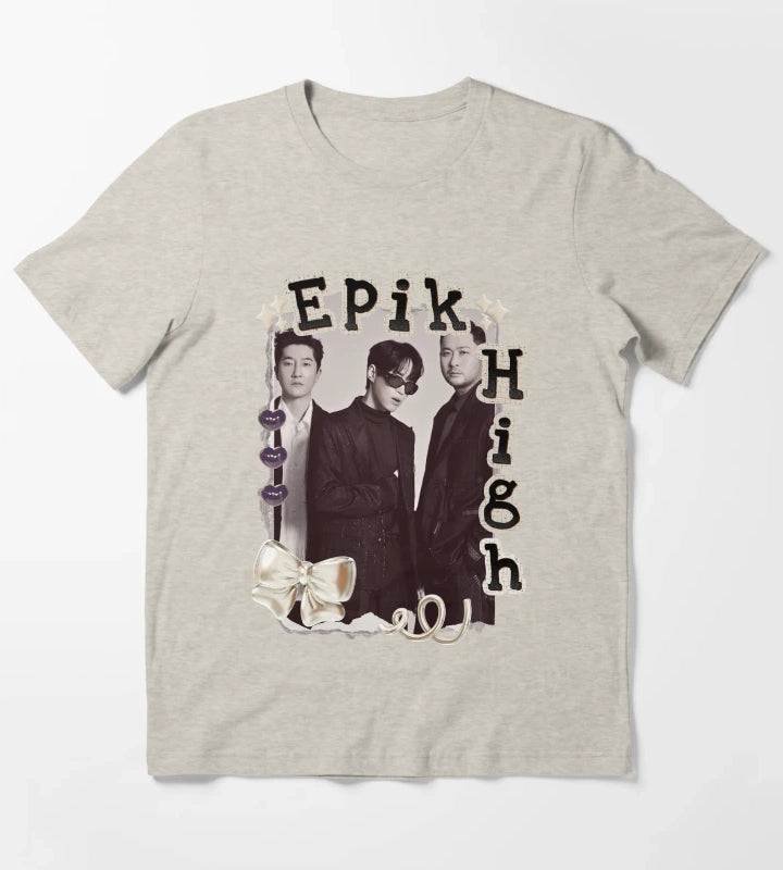 Epik High Y2K Preppy Collage Design T-Shirt Cream