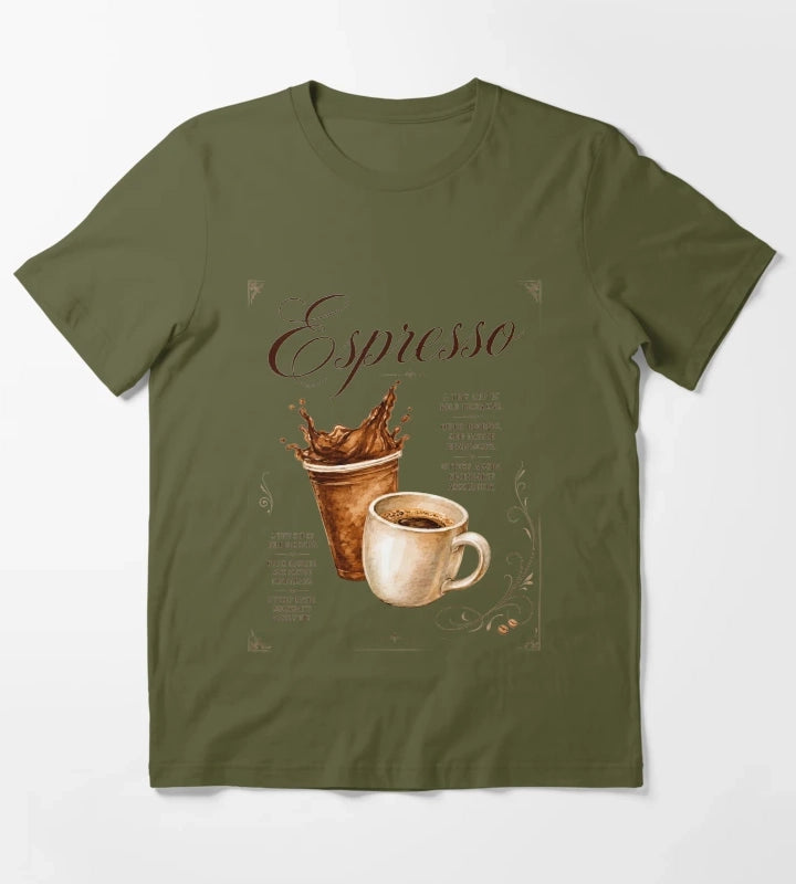 Espresso Coffee Lover Vintage Coffee Design T-Shirt Olive Green