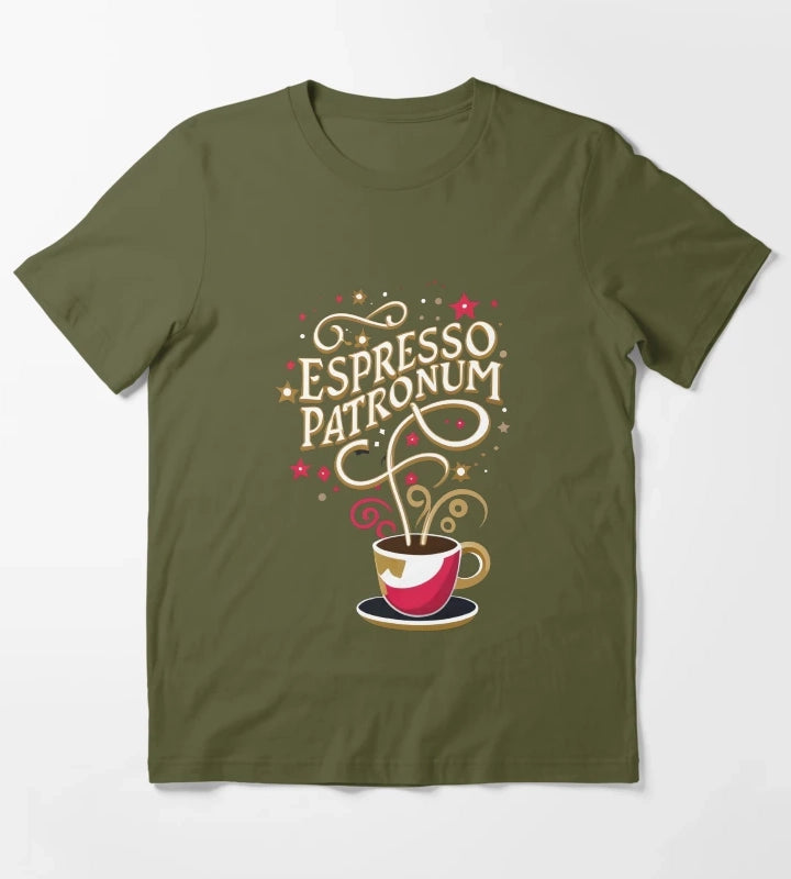Espresso Patronum Wizard Coffee T-Shirt Olive Green