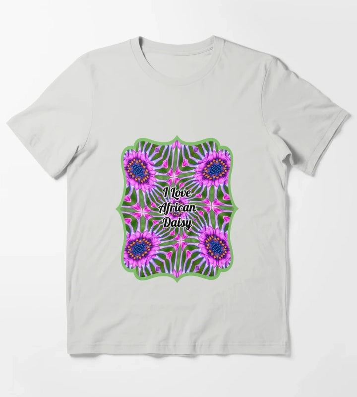 Esthetic Daisy Pattern T-Shirt Light Grey
