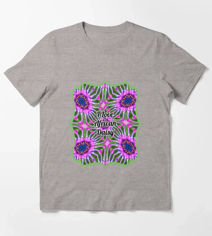 Esthetic Daisy Pattern T-Shirt Heather Grey