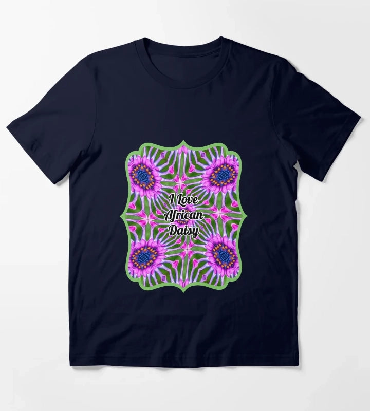 Esthetic Daisy Pattern T-Shirt Navy