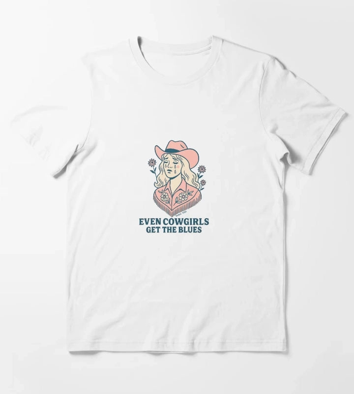 Even Cowboys get the blues Sticker T-Shirt White