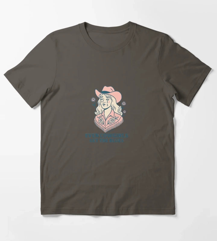 Even Cowboys get the blues Sticker T-Shirt Dark Grey