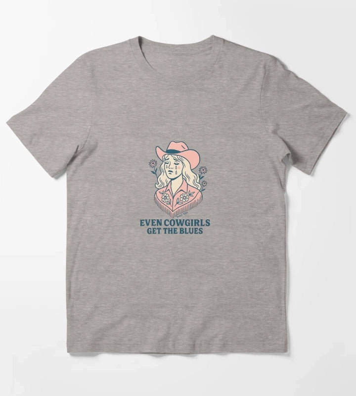 Even Cowboys get the blues Sticker T-Shirt Heather Grey
