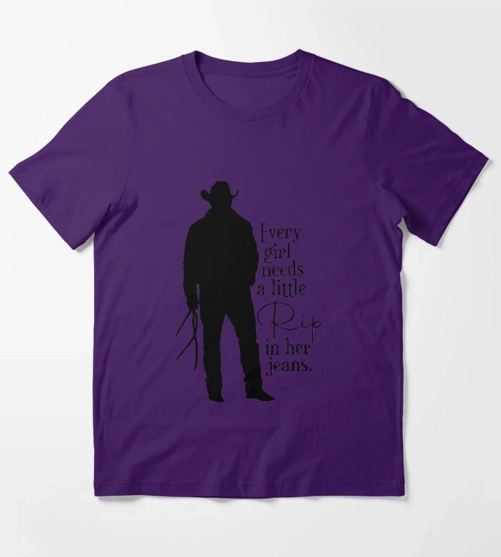 Every Girl Needs A Little Rip In Her Jeans Sweatshirt And TShirt Trendy Movie Season 5 Shirt Gift For RIP Lovers Shirt Gift For Girls T-Shirt Purple