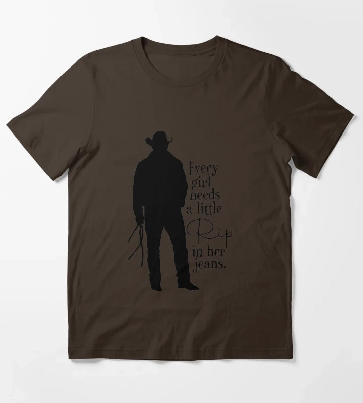 Every Girl Needs A Little Rip In Her Jeans Sweatshirt And TShirt Trendy Movie Season 5 Shirt Gift For RIP Lovers Shirt Gift For Girls T-Shirt Brown
