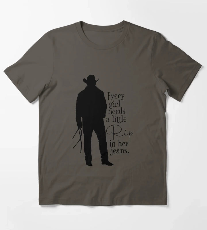 Every Girl Needs A Little Rip In Her Jeans Sweatshirt And TShirt Trendy Movie Season 5 Shirt Gift For RIP Lovers Shirt Gift For Girls T-Shirt Dark Grey