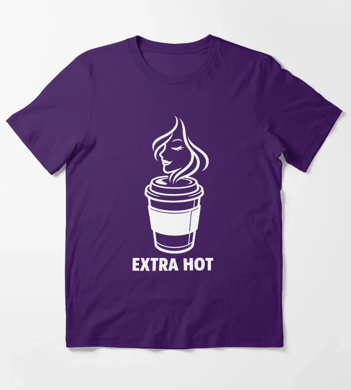 Extra Hot Coffee Cup Minimalist Line Art T-Shirt Purple