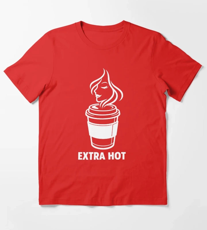 Extra Hot Coffee Cup Minimalist Line Art T-Shirt Red