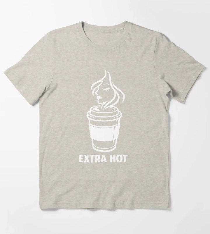 Extra Hot Coffee Cup Minimalist Line Art T-Shirt Cream