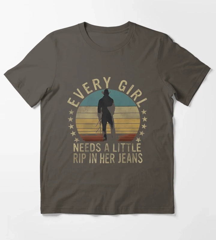 FEMBOY Every Girl Needs A Little Rip in Her Jeans Printed Graphic for Man Woman T-Shirt Dark Grey