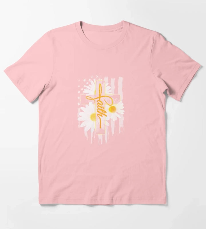 Faith Flag Daisy Tee T-Shirt Dark Grey