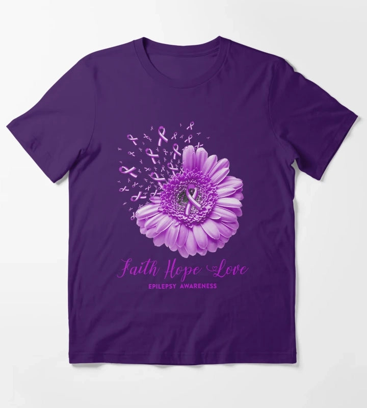 Faith Hope Love Epilepsy Awareness T-Shirt Purple