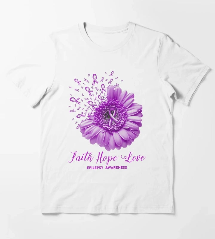 Faith Hope Love Epilepsy Awareness T-Shirt White